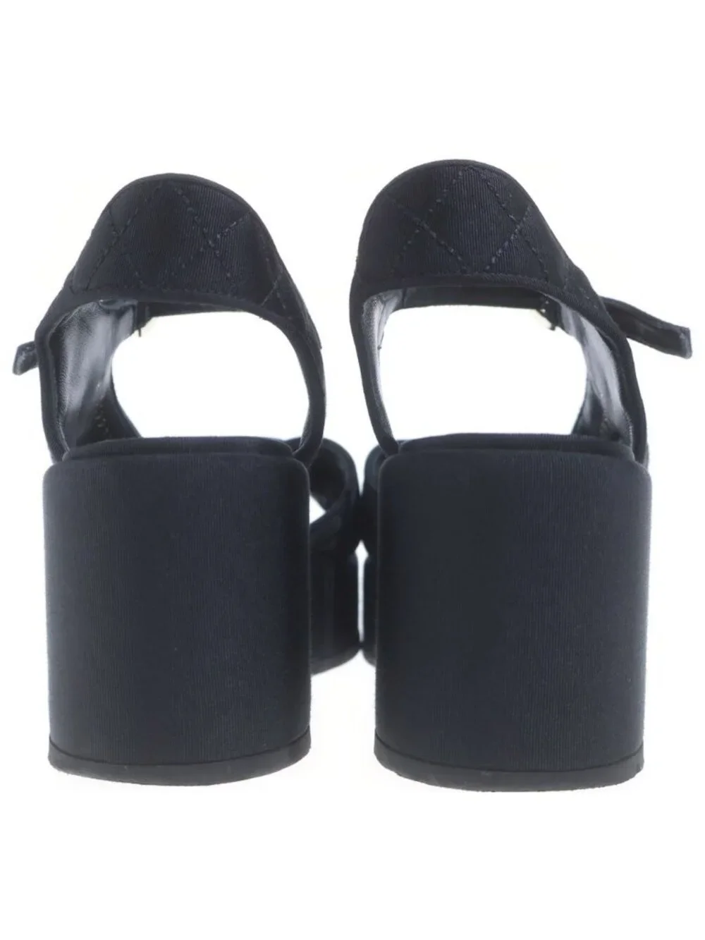 Chanel CC Logo Wedge Sole Sandals Thick Black